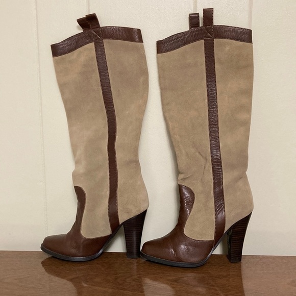 Colin Stuart Shoes - Colin Stuart Vintage Suede & Smooth Leather High Heel Boots 6.5